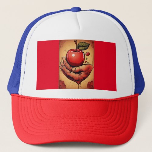 Loves Embrace Tattoo_Style Red Apple Hat Design