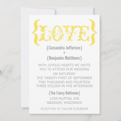 Loves Embrace Wedding Invitation Marigold Invitation