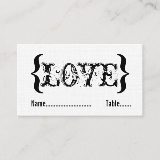 Customizable Love's Embrace Wedding Place Card, Black and White Business Card