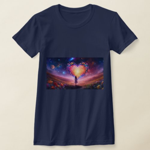 Loves Embrace Woman and Heart Painting T_Shirt