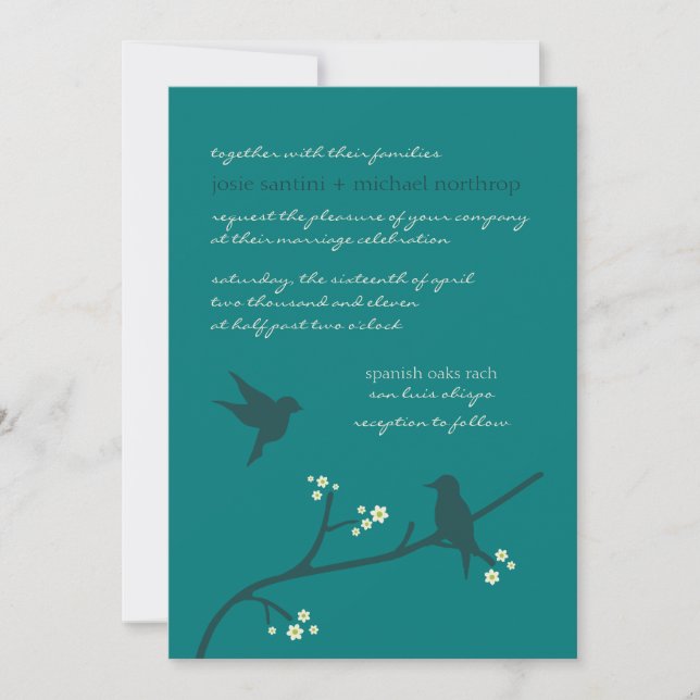 Love's Flight {Peacock} Invitations (Front)
