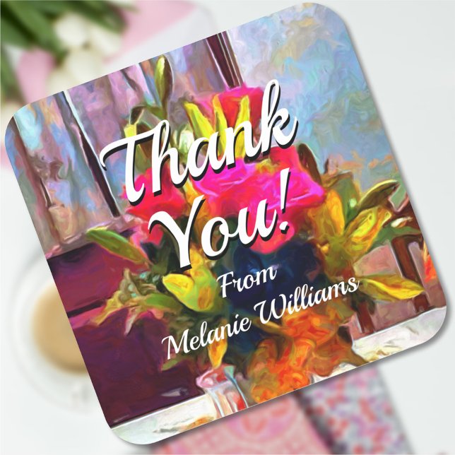 Love's Flowers Thank You PM0001 Square Sticker (Creator Uploaded)