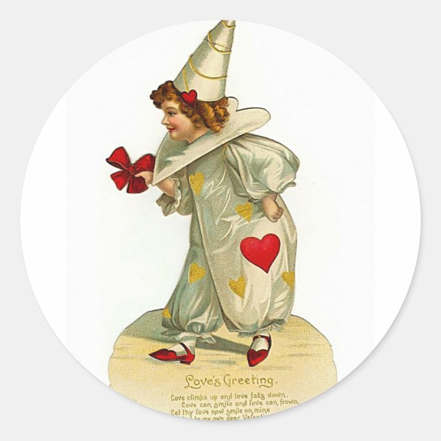 Love's Greetings - vintage valentine sticker (Front)