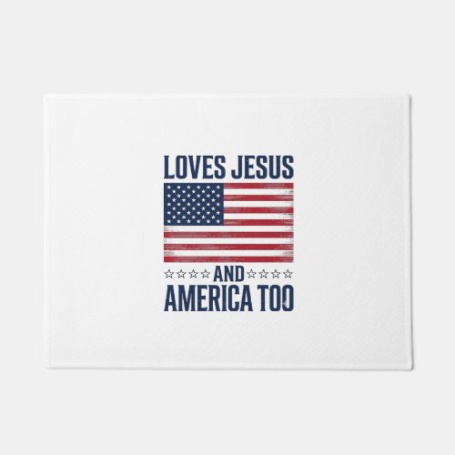 Loves Jesus And America Too Patriotic Christian Sh Doormat