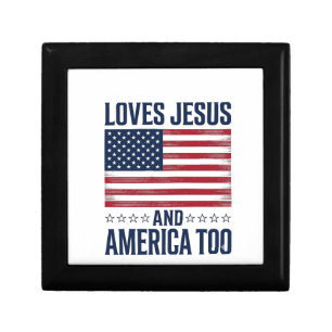 Loves Jesus And America Too Patriotic Christian Sh Gift Box