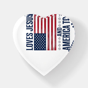 Loves Jesus And America Too Patriotic Christian Sh Paperweight