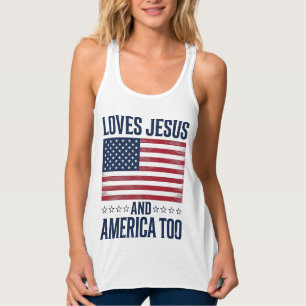 Loves Jesus And America Too Patriotic Christian Sh Tank Top
