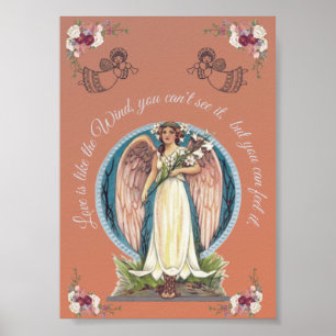 LOVE'S LIKE THE WIND FLORAL INSPIRATIONAL ANGEL POSTER