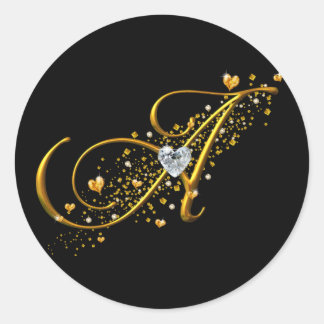 Love's Magic Monogram A Classic Round Sticker