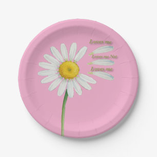 Loves Me, Loves Me Not Daisy – Romantic Watercolor Paper Plates
