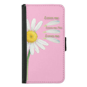 Loves Me, Loves Me Not Daisy – Romantic Watercolor Samsung Galaxy S5 Wallet Case