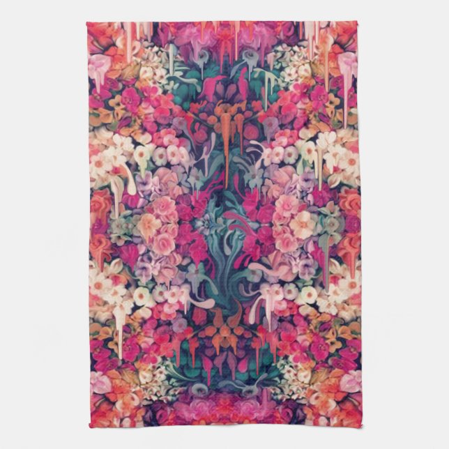 Loves me Maybe, melting floral pattern Towel (Vertical)
