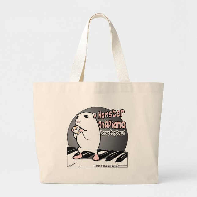 Loves Popcorn! Large Tote Bag (Front)