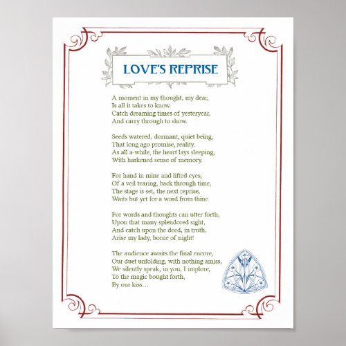 Loves Reprise _ A Romantic Musing Poem _ Print