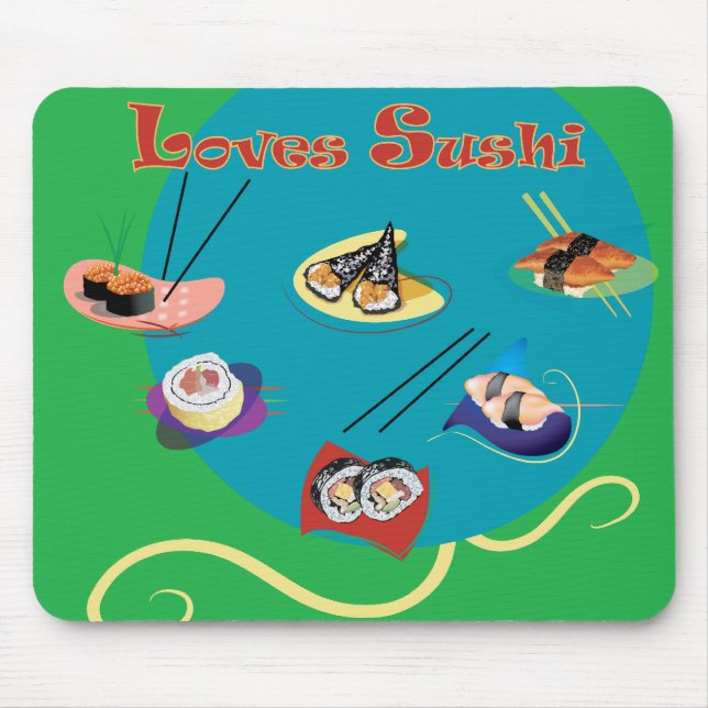 Loves sushi mouse pad (Front)