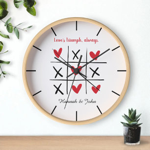 Love's Triumph Always Red Heart Couple Name Clock