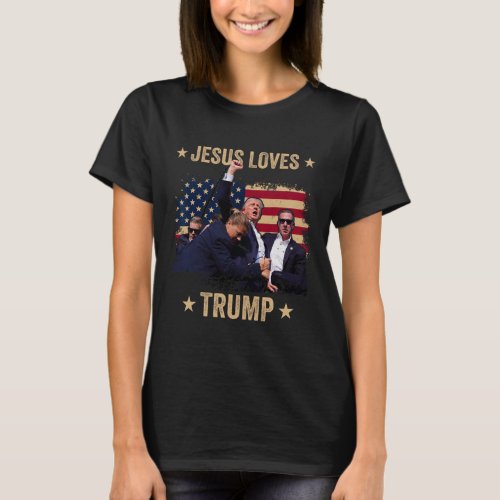 Loves Trump 2024 Donald Trump Rally 2024 Fist 1  T_Shirt