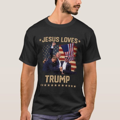 Loves Trump 2024 Fist Rally Trump Rally 2024  T_Shirt