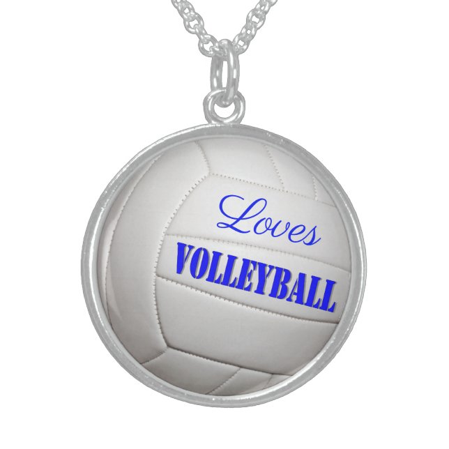 Loves Volleyball Sterling Silver Necklace (Front)