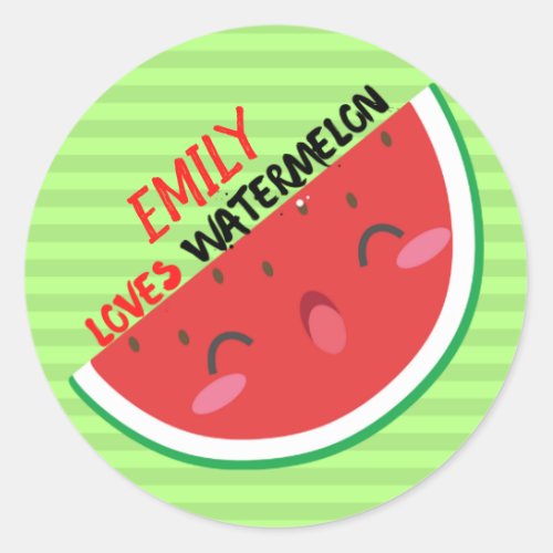 Loves Watermelon Watermelon Name Sticker