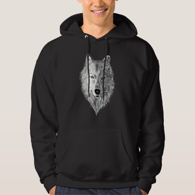 Loves Wolves Wolf Face Hoodie (Front)