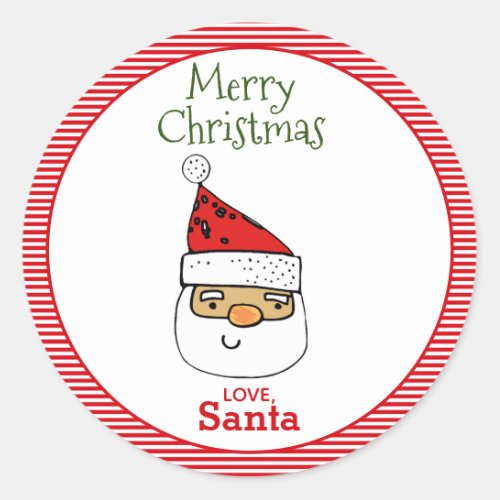 LoveSanta Whimsical Santa With Hat Christmas Classic Round Sticker