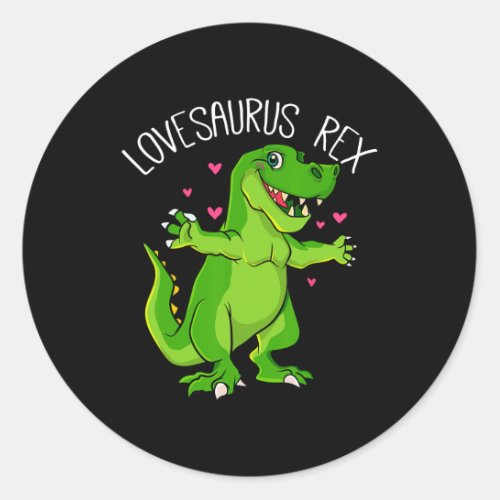 Lovesaurus T Rex Valentines Day Dinosaur Boys Vale Classic Round Sticker