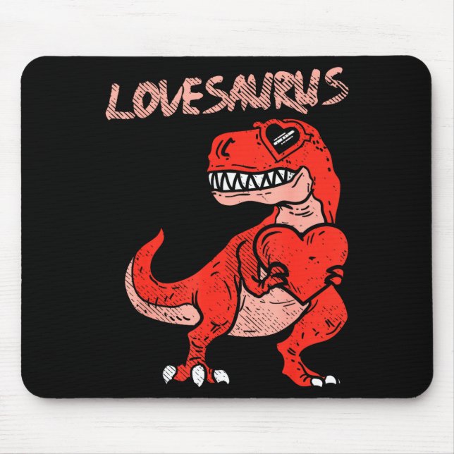 Lovesaurus Trex Dinosaur Heart Cute Valentines Day Mouse Pad (Front)