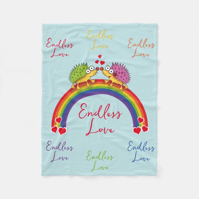Lovestruck Hedgehogs Fleece Blanket (Front)
