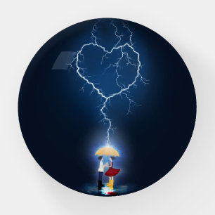 "Lovestruck" Love Under a Yellow Umbrella Paperweight