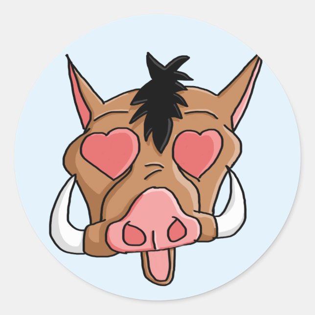 Lovestruck Pork Chop Emoji Classic Round Sticker (Front)