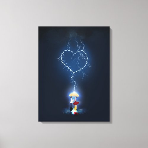 Lovestruck Romantic Moment Under an Umbrella Canvas Print