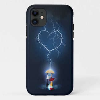 "Lovestruck" Romantic Moment Under an Umbrella iPhone 11 Case