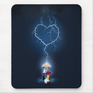 "Lovestruck" Romantic Moment Under an Umbrella Mouse Pad