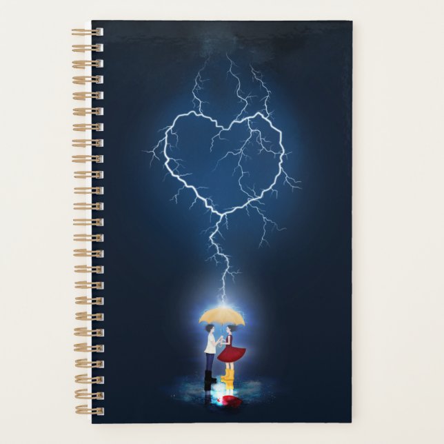 "Lovestruck" Romantic Moment Under an Umbrella Planner (Front)