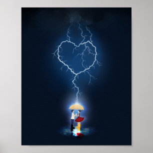 "Lovestruck" Romantic Moment Under an Umbrella Poster