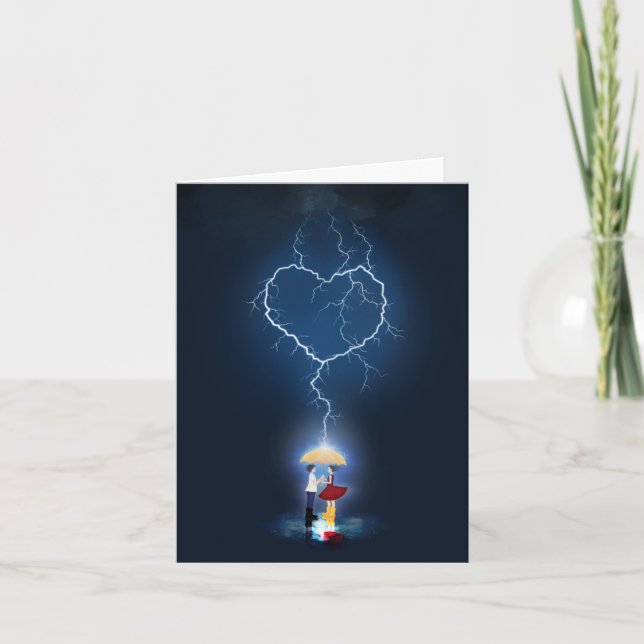 Lovestruck - Romantic Moment Under an Umbrella Thank You Card (Front)
