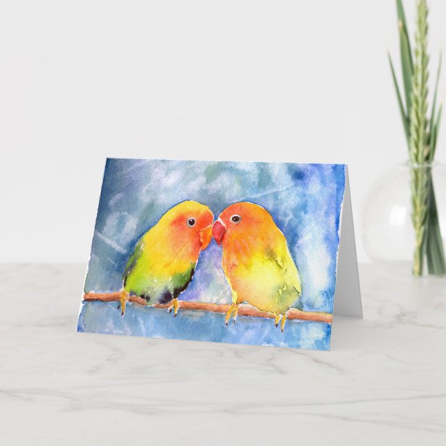 Lovey Dovey Lovebirds Notecards (Front)