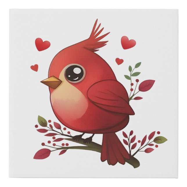 Lovey-Dovey Red Cardinal Faux Canvas Print (Front)