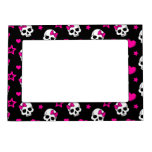 Lovey Goth Skulls In Bright Pink Magnetic Photo Frame at Zazzle