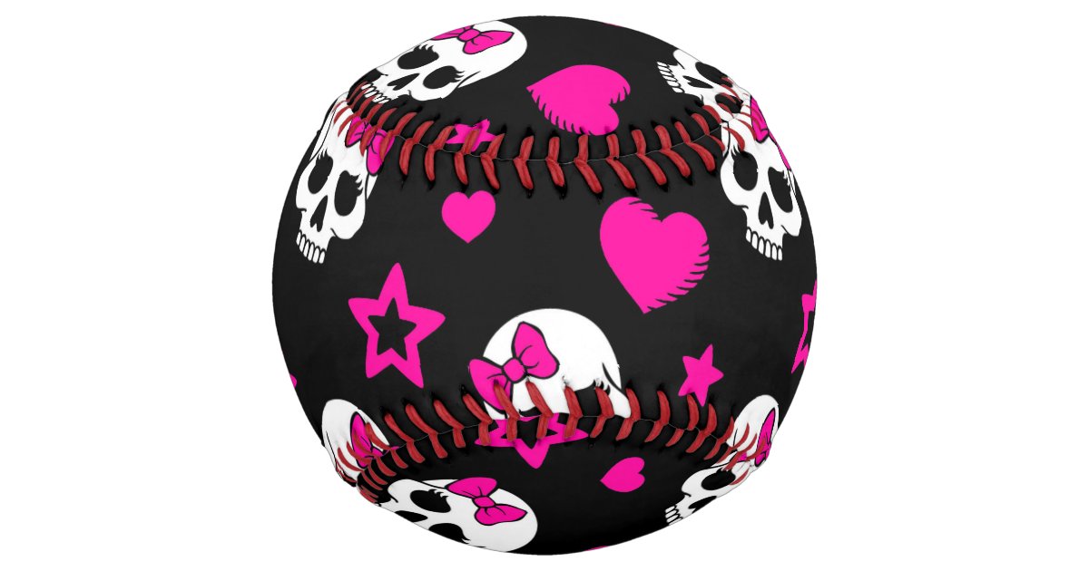 Download Lovey Goth Skulls in Bright Pink Softball | Zazzle.com