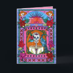 Lovey You Birthday Card - DD4<br><div class="desc">Female skeleton on the front with a sunrise graphic. Skulls in the corner. Beautiful reflection image inside.</div>