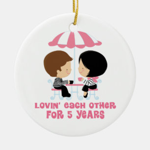 Lovin Each Other For 5 Years Anniversary Ceramic Ornament