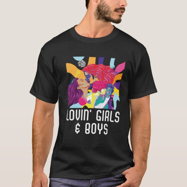 Lovin  Girls And Boys Bisexual Pride March Bisexua T-Shirt (Front)