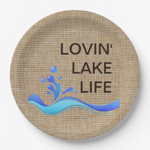 Lovin Lake Life Burlap Paper Plates