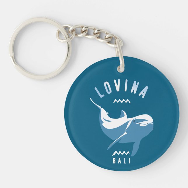 Lovina Bali - Swimming With Dolphins Keychain (Front)