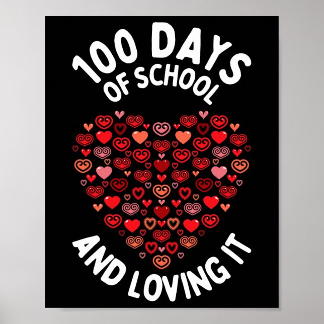 Loving 100 Days of School Cute Heart Happy 100th D Poster (Front)