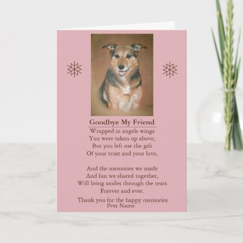loving and original dog sympathy poem card