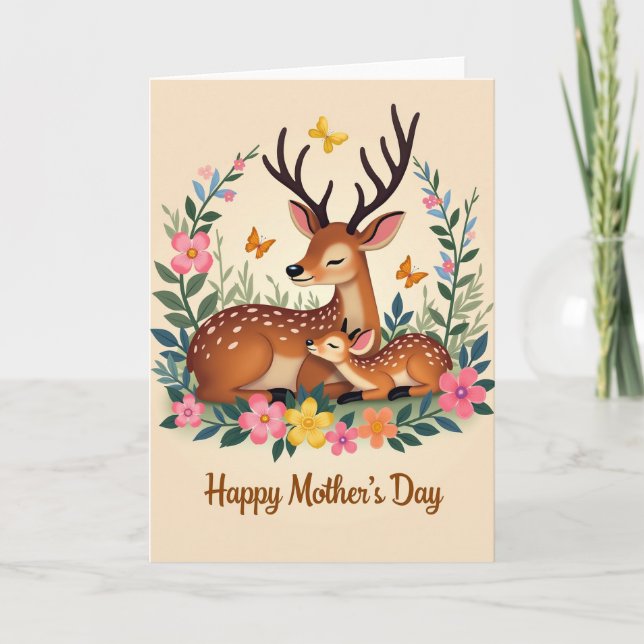 Loving Animal Family Scene Card (Front)