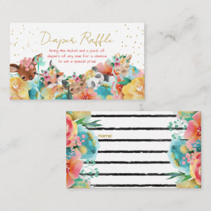 Loving Animals Diaper Raffle Tickets Enclosure Card